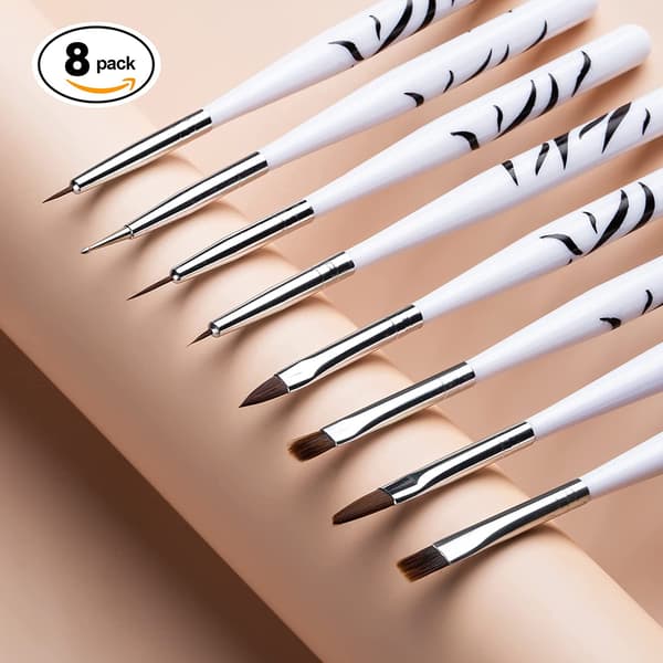 Gel Polish Brushes, Nail Art Drawing Painting Brushes Set with Fine Tip and Round Bristles for Intricate Patterns and Smooth Blending, Nail Dotting