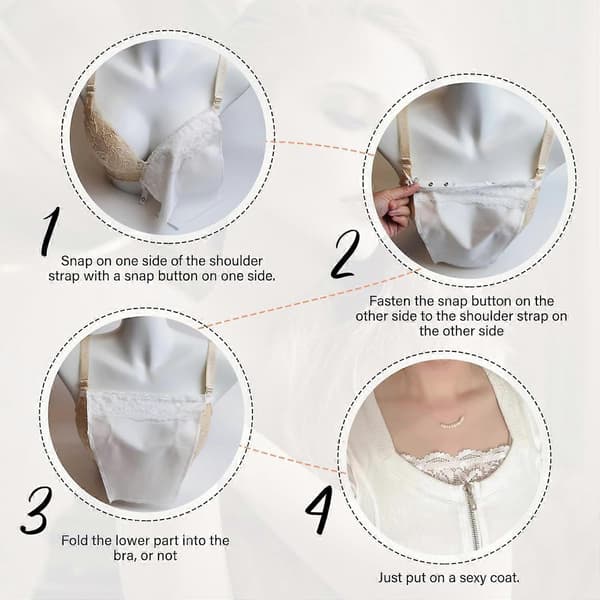 6 Pieces Lace Clip-on Mock Camisole Bra Inserts - Lace Privacy Cover
