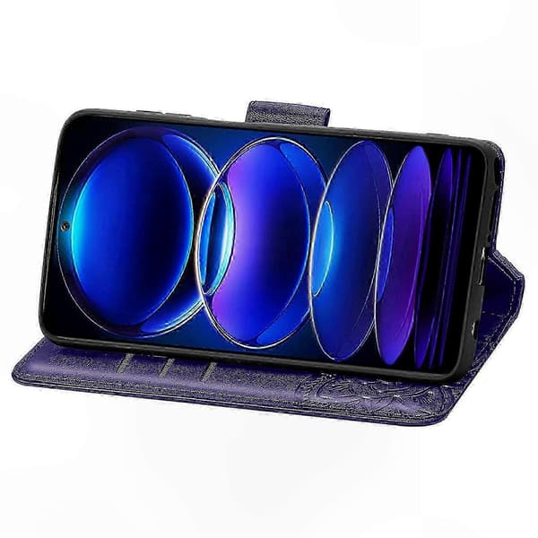 PU læderpung-etui med sommerfuglemønster til telefon Dark Purple