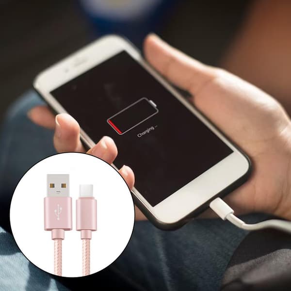 2-pak 2m USB-C oplader til Samsung S10, S10E, S10 Plus Rosa