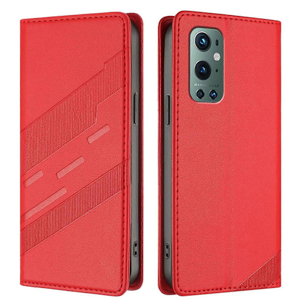 Præget pung PU-etui til OnePlus 9 Pro Red For OnePlus 9 Pro