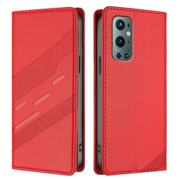 Präglat plånboksfodral i PU för OnePlus 9 Pro Red For OnePlus 9 Pro