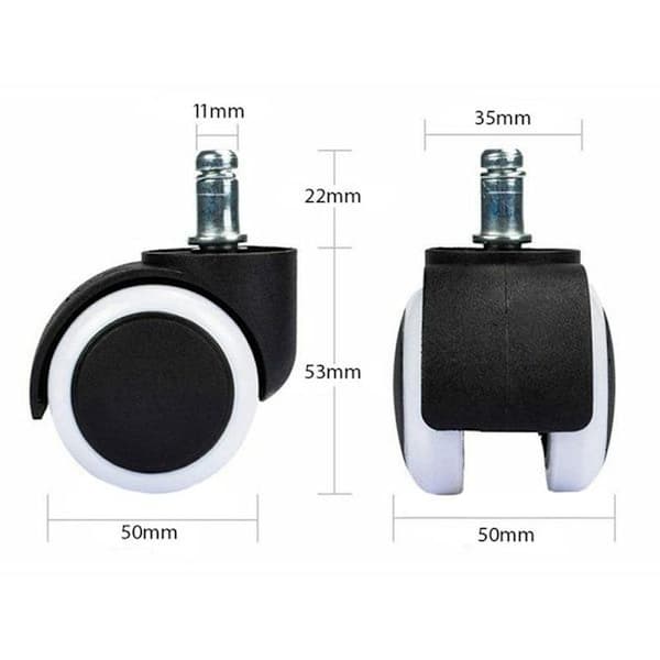 5 kpl Pyörät toimistotuoliin - 11 mm musta 480