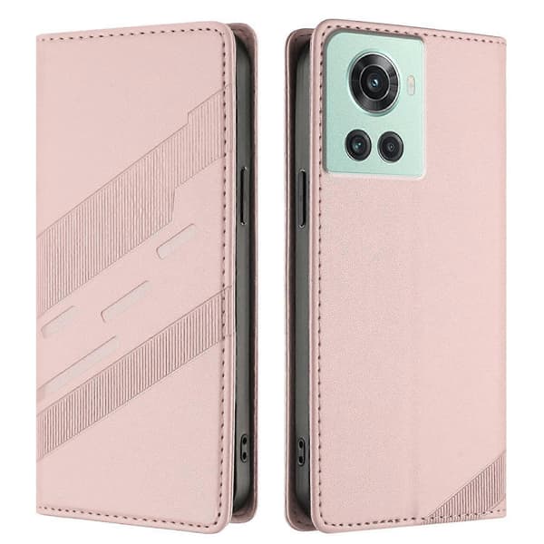 Preget lommebok PU-deksel til OnePlus 10R Pink For OnePlus 10R