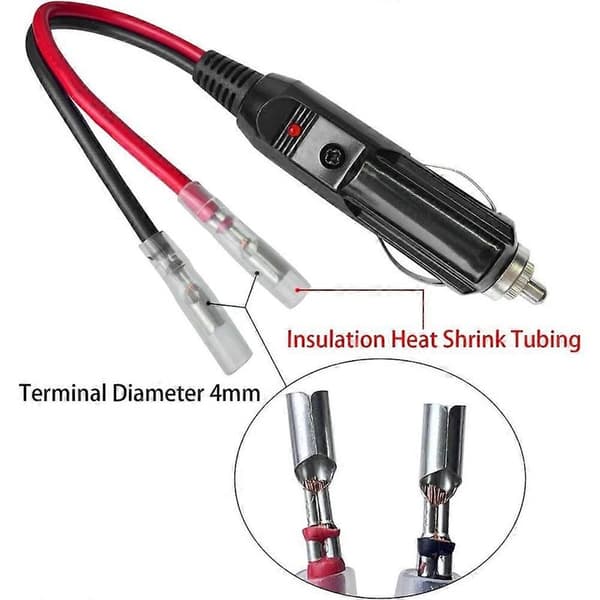 Bil Erstatning 12V/24V Sigarettennerplugg med Ledning og Kabling Enkelthode Terminal Lighter DIY Strømledning
