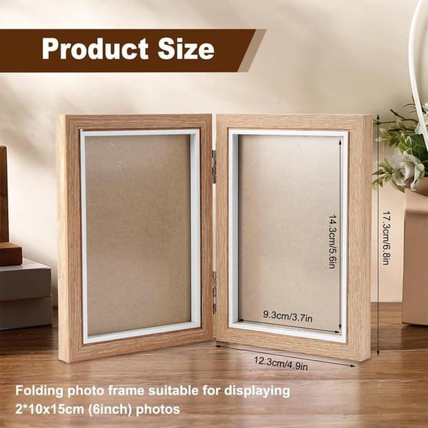 Dobbelt Fotoramme 10x15cm, Foldbar Colleramme til 2 Billeder