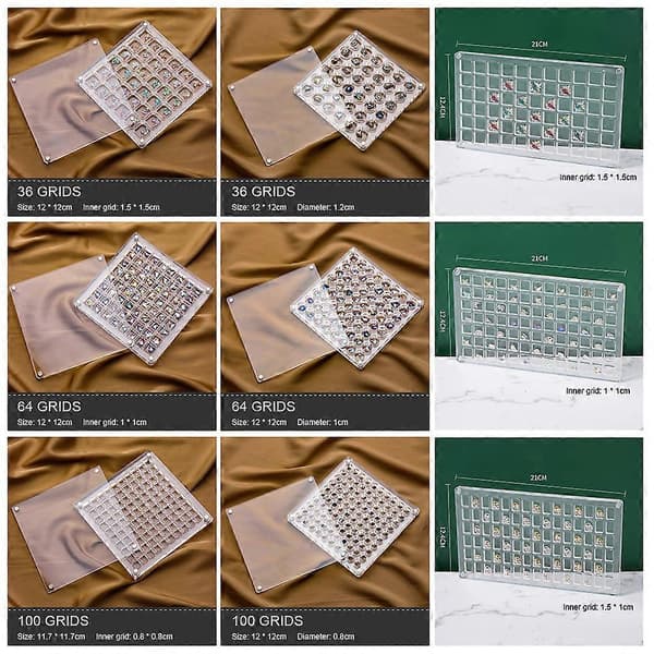 Akryl magnetisk utstillingsboks for skjell, flerbruks dekorativt stativ for edelstener Rectangular 90 Grid