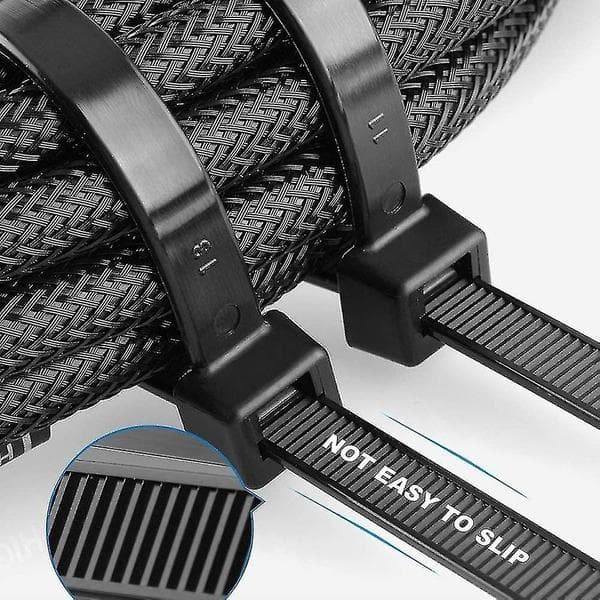 100-pak Lange Kabelbindere - 350 mm X 8 mm - UV-resistente - 50 kg Trækstyrke - Sort