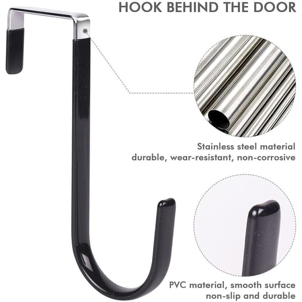 4 Pcs Black Door Hangers without Drilling Z-Shaped Door Hook with
