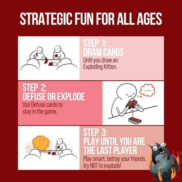Exploding Kittens Original Familie Kortspil 56 Kort Alder 7+ 2-5 Spillere 15 Min Spilletid