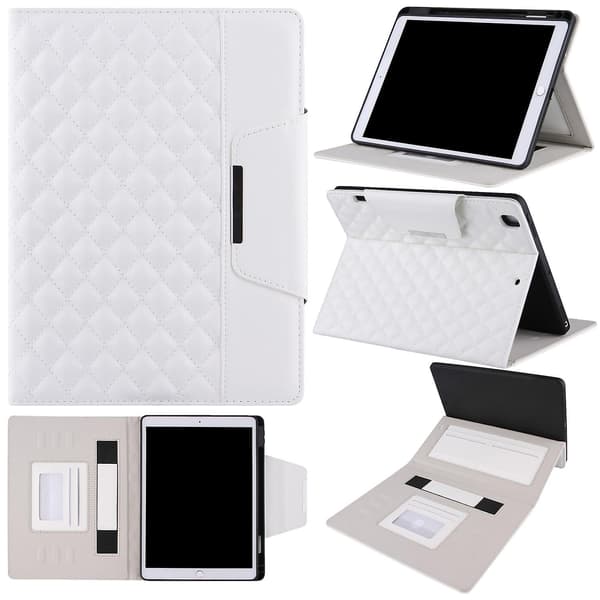 Rutigt läderfodral för iPad 10.2 (2021 / 2020 / 2019) White