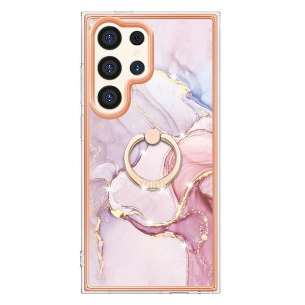Deksel med Ringholder Samsung Galaxy S24 Ultra Rosé Marmor