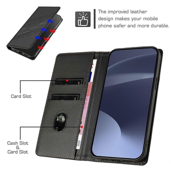 Preget lommebok PU-deksel til OnePlus 11R Black For OnePlus 11R