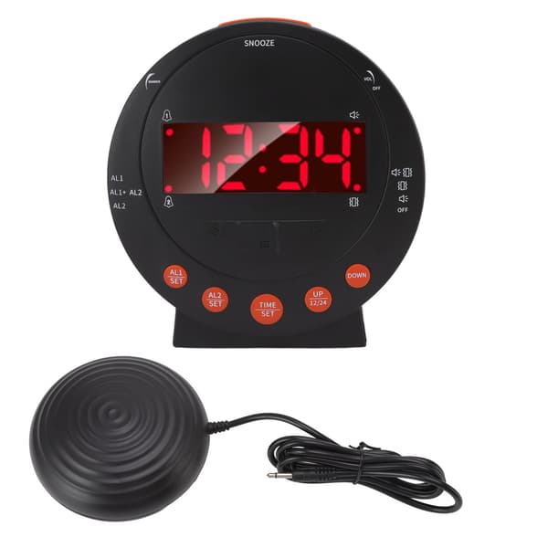 Väckarklocka 110 Decibel Rött Blinkande Ljus Super Shaker Extra Hög Väckarklocka för Student Äldre
