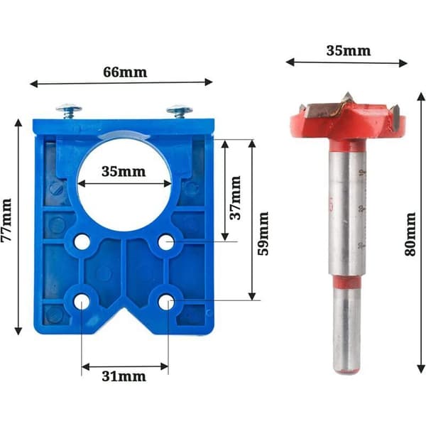 Hinge Drilling Jig 35mm Concealed Hinge Hole Drill Set for Door Hinges and Kitchen Cabinets