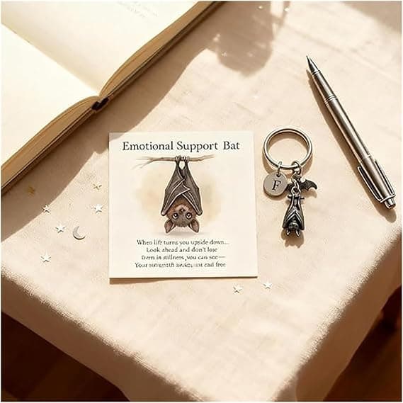 Encouraging Bat Keychain Thoughtful Handmade Inspirational Keychain Personalized Emotional Support Bat Gift