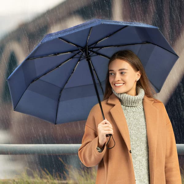 Repel Umbrella Windproof Travel Umbrellas for Rain - Easy Automatic Open Close, Durable & Compact Umbrella, Strong Fiberglass Frame, Waterproof Canopy Navy Blue