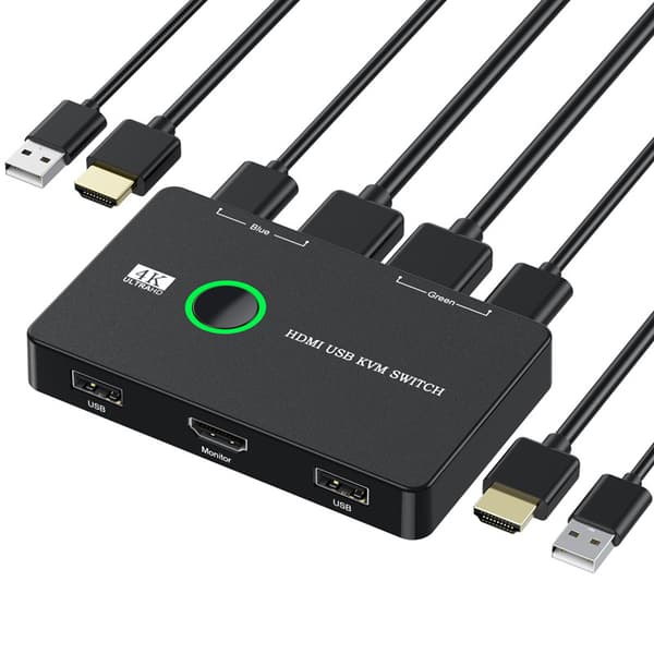 KVM HDMI-kompatibel svitsj 2-portboks USB HDMI-svitsj