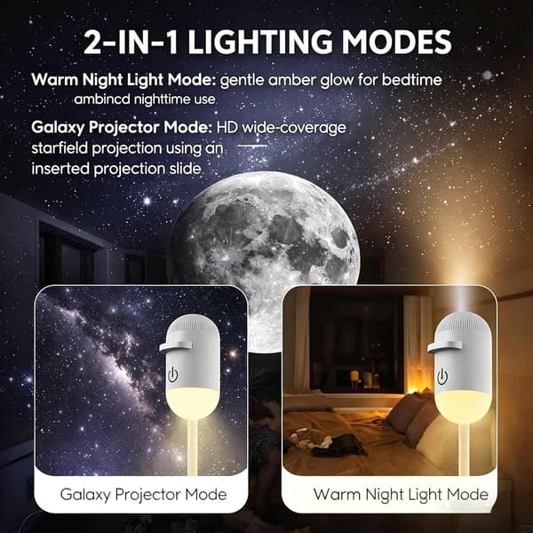HD Smart Dynamic 5D Holographic Night Light Projector, Plug and Play HD Star Projector, 360° USB Galaxy and Moon Projector Lamp 24 films