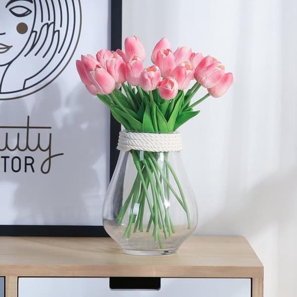 10 stk. realistiske kunstige latex-tulipaner