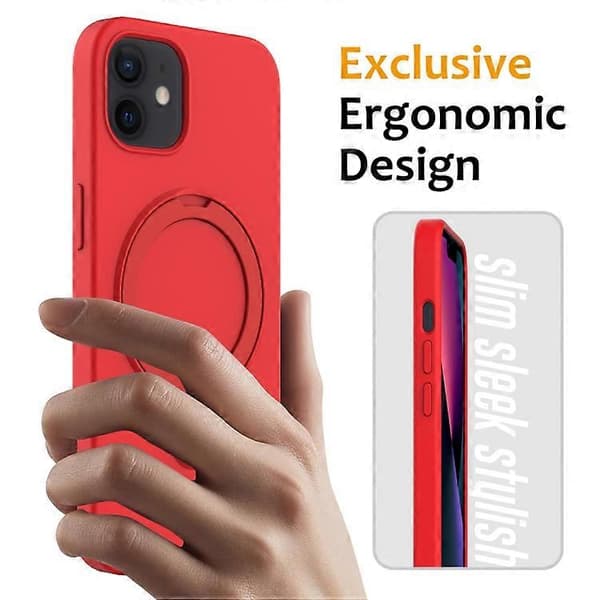 Mobile Case for iPhone 11 MagSafe Magnetic Liquid Silicone Case with Ring Holder (Red) (LGL)