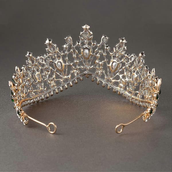 Smaragd bryllupsdiadem for kvinner, brudekrone prinsesse-diadem hodebånd, kostymefesttilbehør til bursdag Halloween babyshower ()
