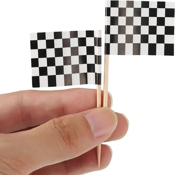 24 Rutete Racing Flagg Kake Tannpirker Flagg Flagg T