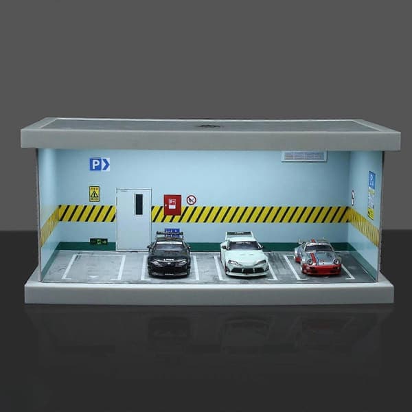 1/64 Skala Modellbil Displayfodral Displaybox Dekoration Fotorekvisita Scenario Style B