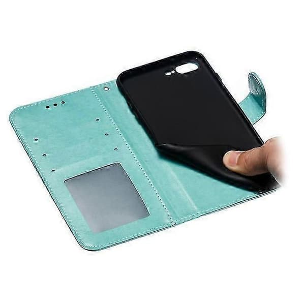 Imprint Mandala Blomster Lommebok Stativ Flip Lærveske med Stropp Kompatibel For iPhone 8 Plus/7 Plus 5.5 tommer Indigo