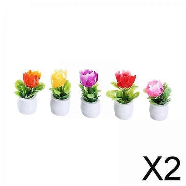2-6 pak 5 stykker dukkehus miniature blomst mini potteplante blomst model til 2 Pcs