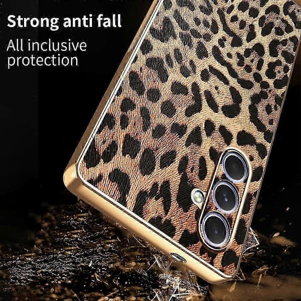 Leopardmønstret telefondeksel til Galaxy A54 5G, PU-skinn TPU galvanisert deksel MultiColor