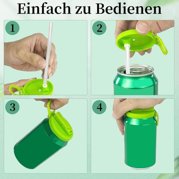 4 Pcs Drinking Lids with Straws, Silicone Can Lids, Can Lids with Straws, Can Protectors for Soda and Cola