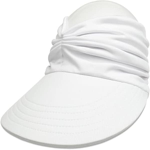 Solhatte til kvinder Bred skygge Visir UV-beskyttelse Sommer strandhat til kvinder Sammenfoldelige golfhatte white