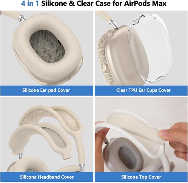Case for Airpods Max 1/2, Transparent and TPU Accessories (Compatible, Starlight) Starlight