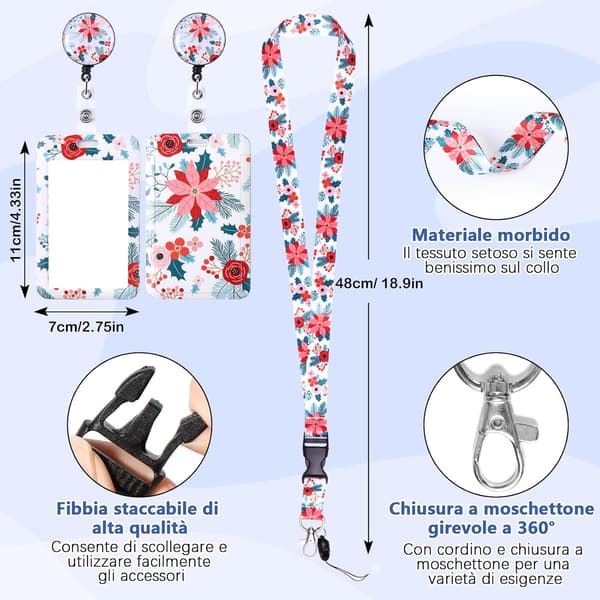1 pc ID Card Holder with Lanyard, Neck Strap Lanyard with Sw