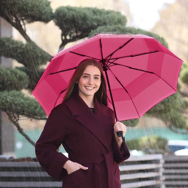 Repel Umbrella Windproof Travel Umbrellas for Rain - Easy Automatic Open Close, Durable & Compact Umbrella, Strong Fiberglass Frame, Waterproof Canopy Pink