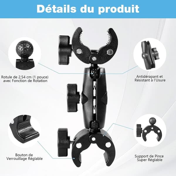 Universal Double Clamp Umbrella and Camera Mount - Universal Mount with 38mm Clamp, Suitable for Walkers, Strollers, and Bicycles
