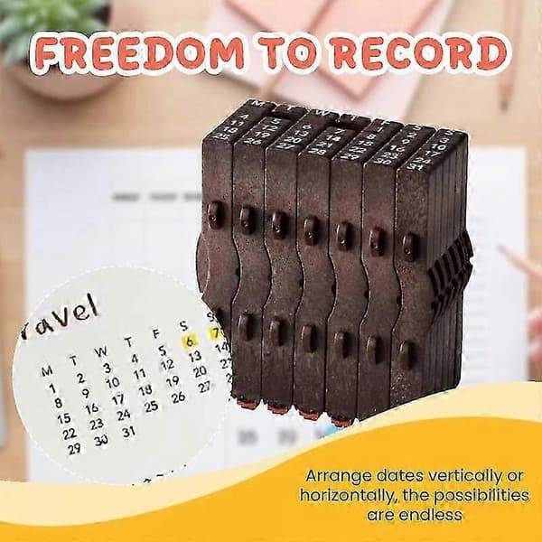 Gummistempel til evigvarende kalender med sammenkoblede tall, tidsblokker til sammenkoblet kalenderstempel 1pcs