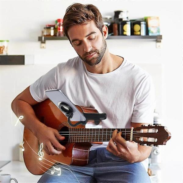 Magnetisk Gitarr Telefonhållare Justerbart Gitarrfäste Notställ Klämma för 6-8,8 cm Tjocka Gitarrer Ukulele Black