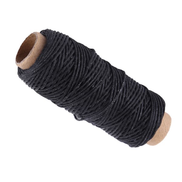 Flat sewing thread coarse braided waxed thread for leather craft repair 50m 1mm (black)