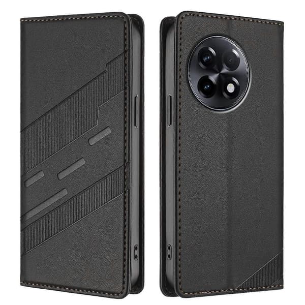 Preget lommebok PU-deksel til OnePlus 11R Black For OnePlus 11R
