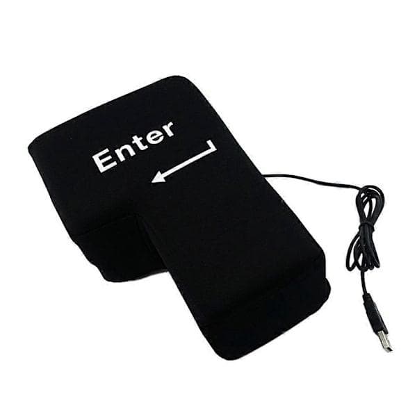 Stor Enter-knap USB Computer Skrivebordspude Kreativ Ventil Enter-tast Håndpude (Sort)
