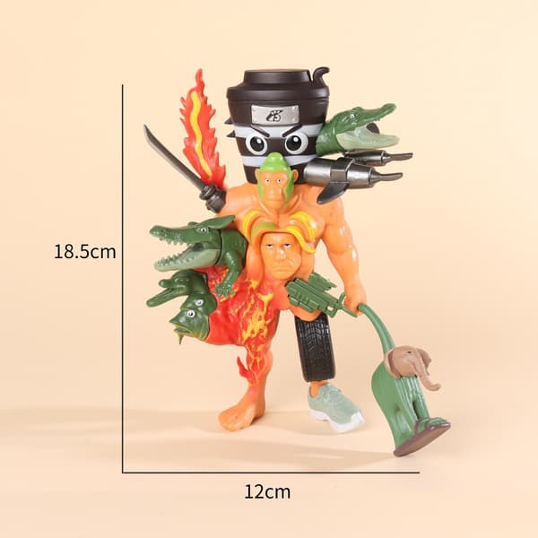 Italiensk Brainrot Meme-figur Avtakbar 3D-printet Actionmodell for Skrivebordsdekor og Samlere Stil E 18.5cm Style E