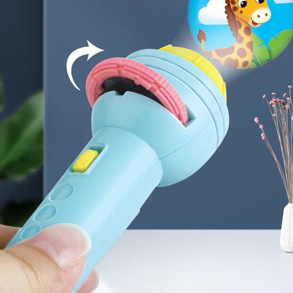 Kids Projector Flashlight with Various Animal Patterns, Early Educational Science Projector, Luminous Toy Blue (80 Patterns)