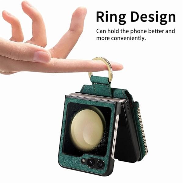 Retro Ring Vertikal Telefonetui til Samsung Galaxy Z Flip6 Grøn