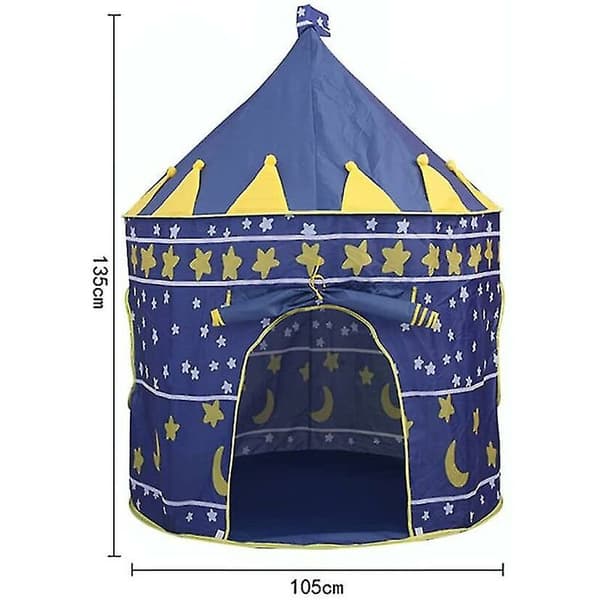 Blåt Børne Pop Up Telt Børne Slottelt Bærbart Pop Up Legetelt med Bæretaske