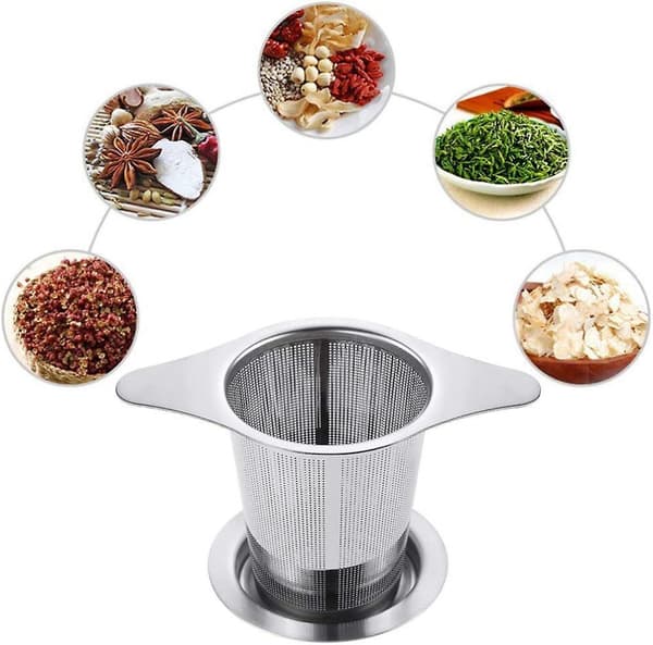 2 stk. tefiltre med fine huller i rustfrit stål te-infuser te-si med låg