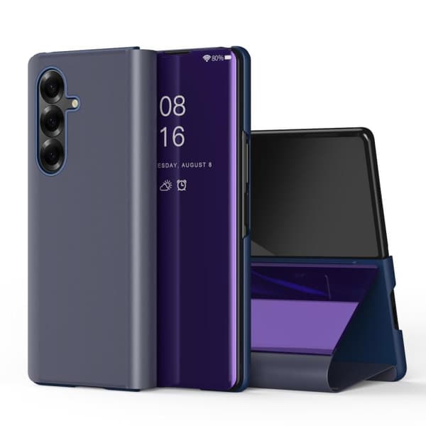 Etui til Samsung Galaxy Z Fold7, Elektrobelagt Speil Flip med Stativ (Lilla)