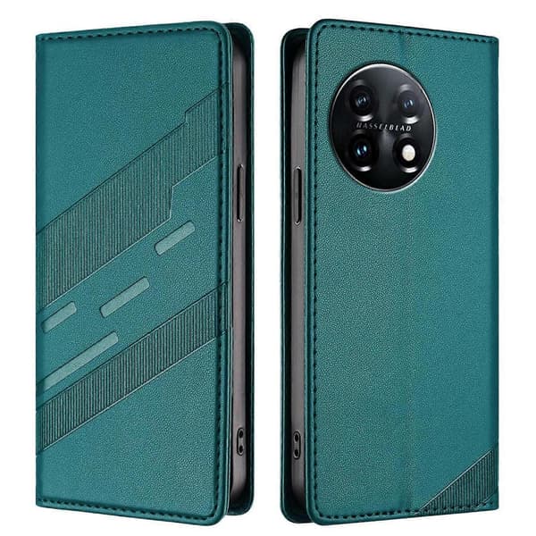Præget pung PU-etui til OnePlus 11 Dark green For OnePlus 11