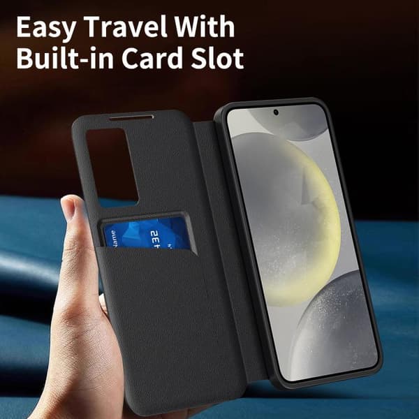 Etui til Samsung Galaxy S26, Smart Vindue med Kortindsats (Kongeblå)